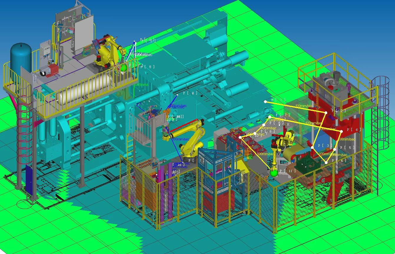 布勒2200t壓鑄機(jī)周邊用噴涂-取件、冷卻、去渣包-風(fēng)冷/轉(zhuǎn)運(yùn)、精切機(jī)器人自動化系統(tǒng)